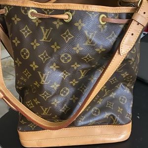 Louis Vuitton Noe Bucket & Drawstring Bag Brown Canvas
